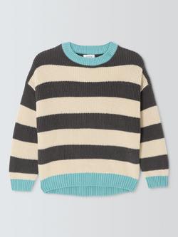 John Lewis Kids' Contrast Edge Stripe Jumper, Mono Stripe, Mono Stripe