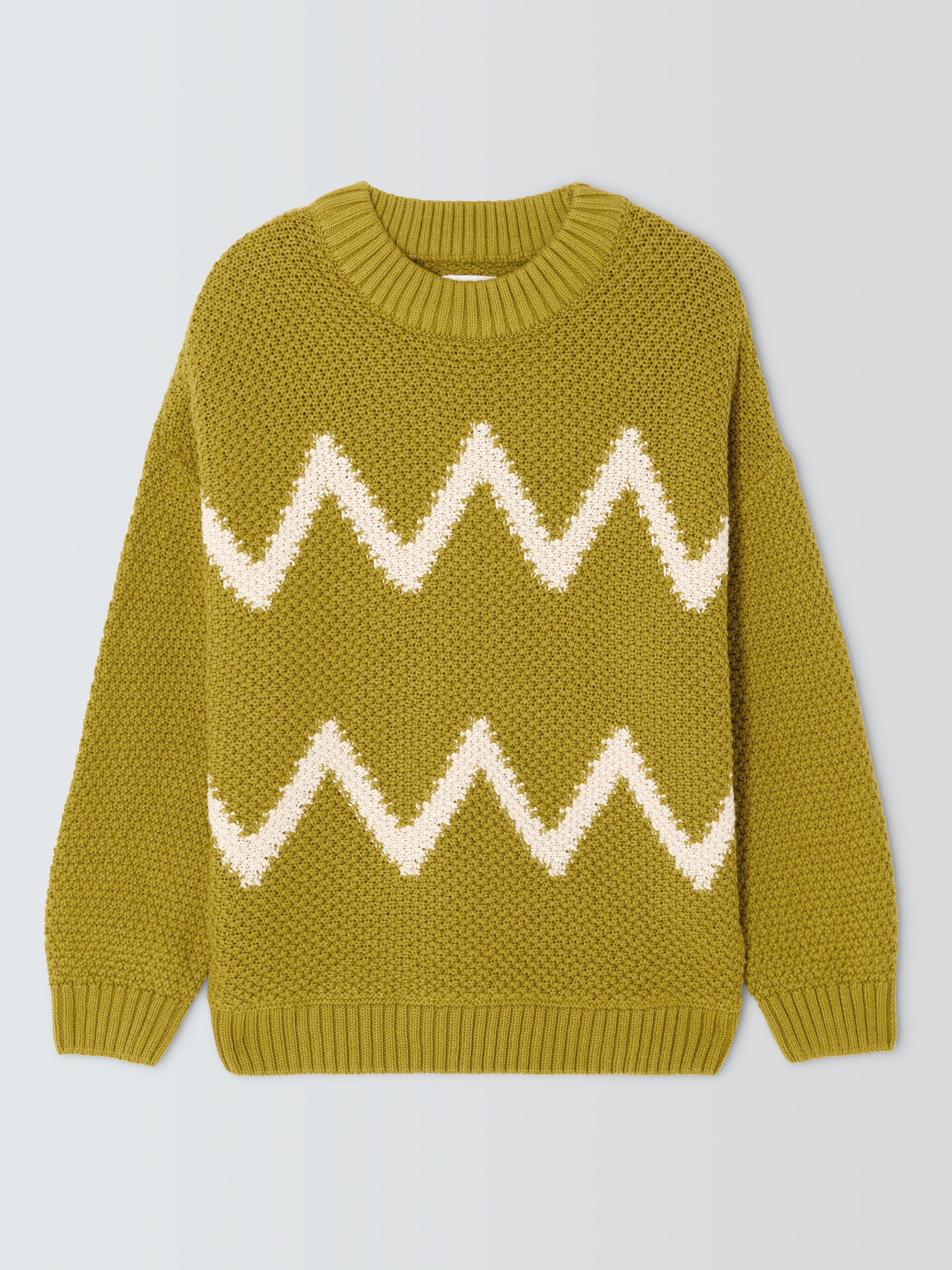 Product image 3 of 7, which shows John Lewis Kids' Crew Neck Wiggle Jumper, Yellow, 3 years