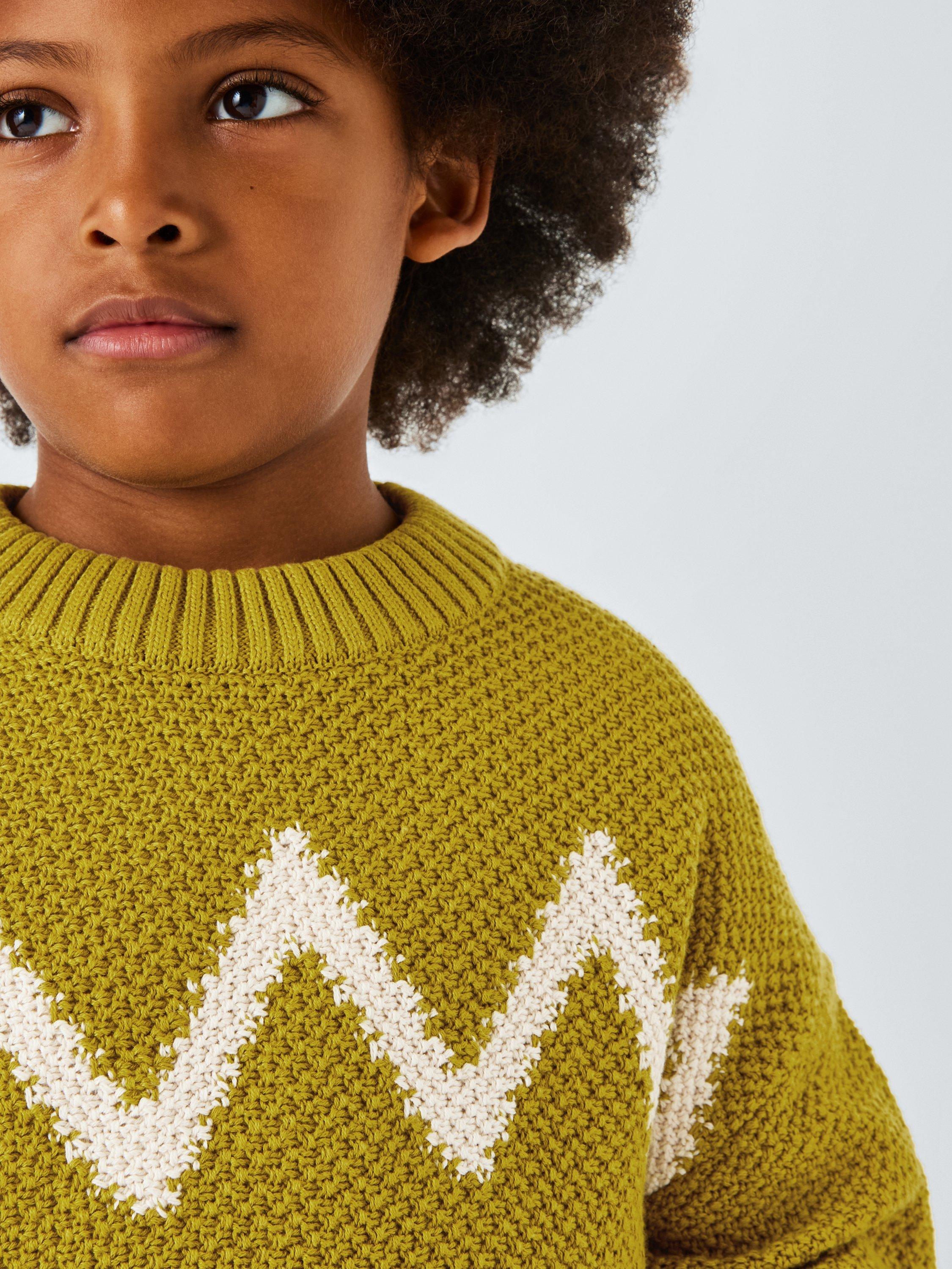 Product image 4 of 7, which shows John Lewis Kids' Crew Neck Wiggle Jumper, Yellow, 3 years