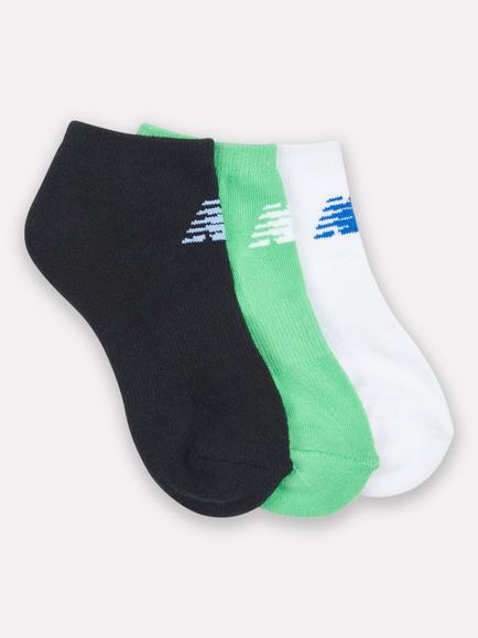 New Balance Kids' Trainer Socks, Pack of 3, Green Apple/Multi, Green Apple/Multi