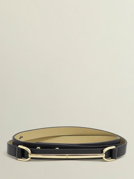 Hobbs Daphne Buckle Leather Belt, Black, Black