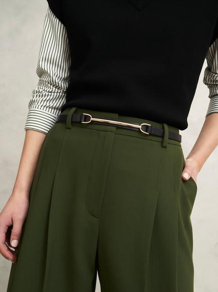 Hobbs Daphne Buckle Leather Belt, Black - view 2, Black