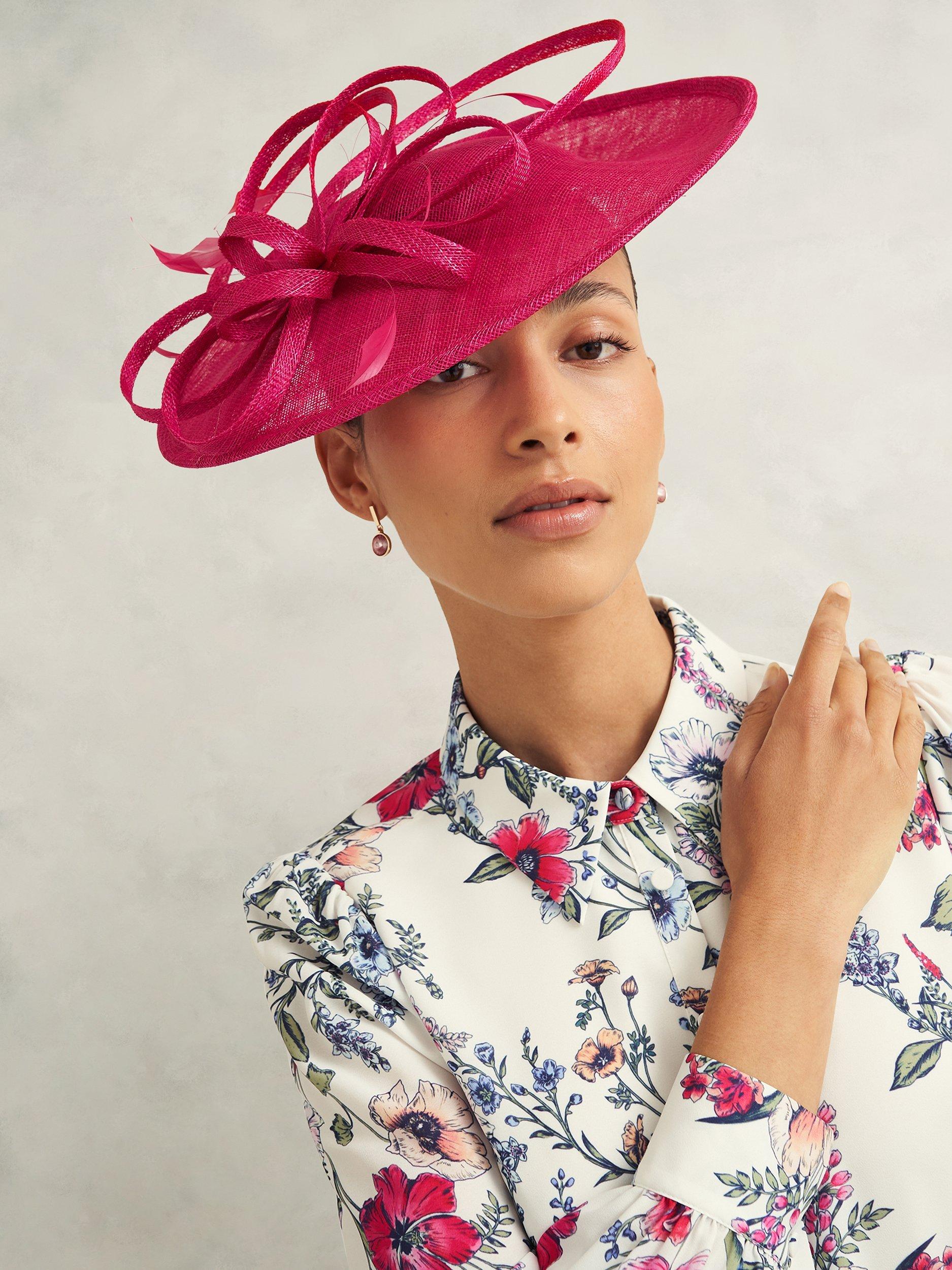Hobbs Freya Ribbon Fascinator, Zinnia Pink