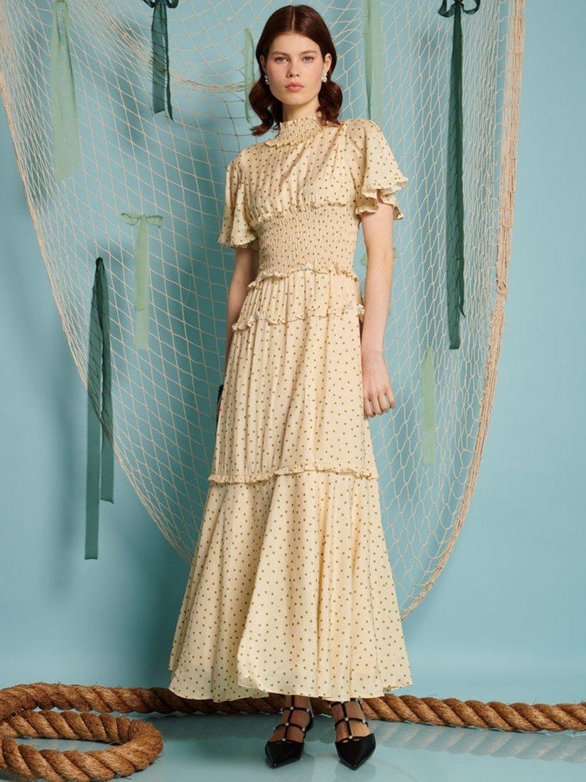 Product image 1 of 6, which shows Sister Jane Perch Polka Dot Maxi Dress, Cream, 6