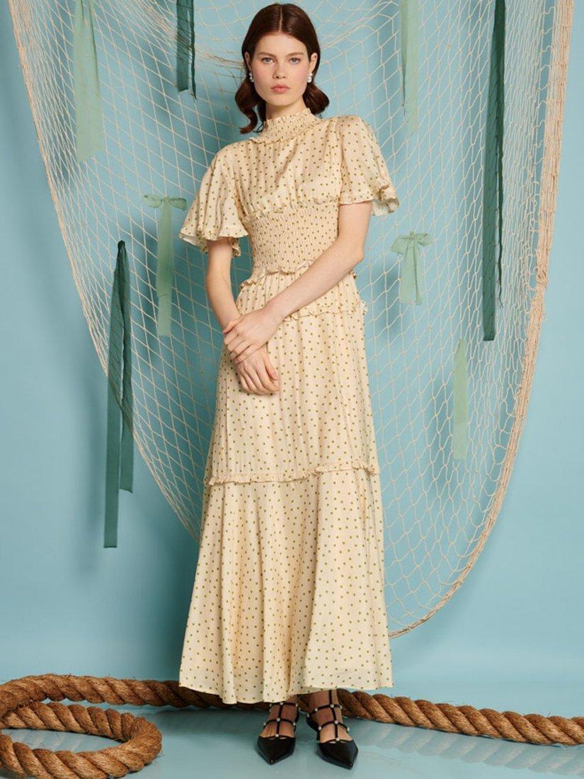Product image 2 of 6, which shows Sister Jane Perch Polka Dot Maxi Dress, Cream, 6