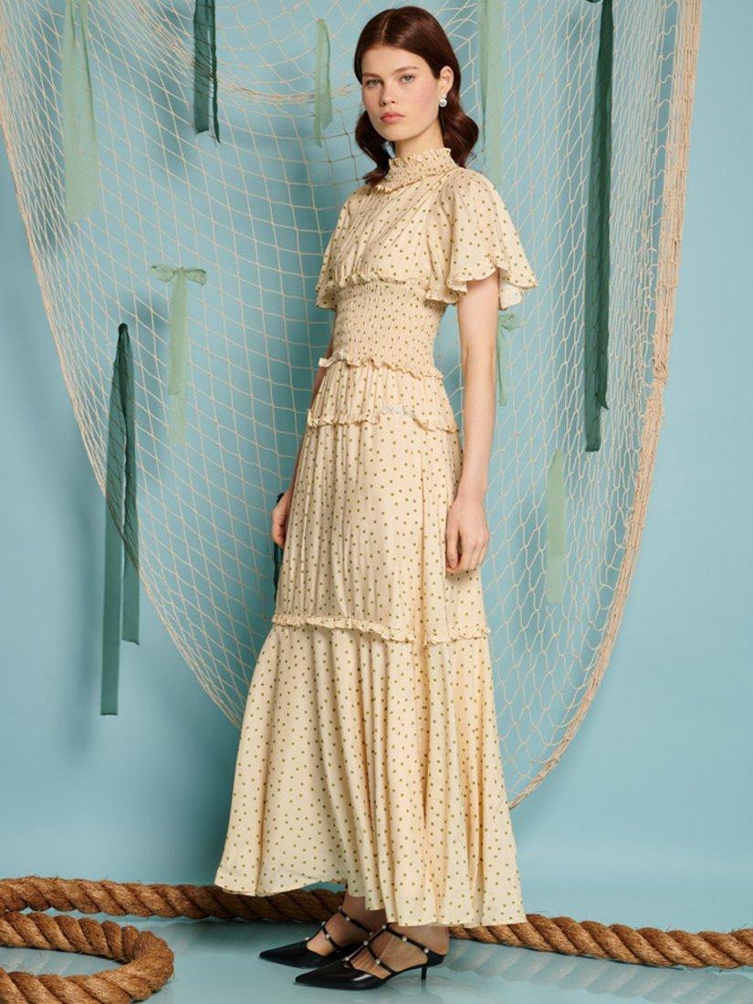 Product image 3 of 6, which shows Sister Jane Perch Polka Dot Maxi Dress, Cream, 6