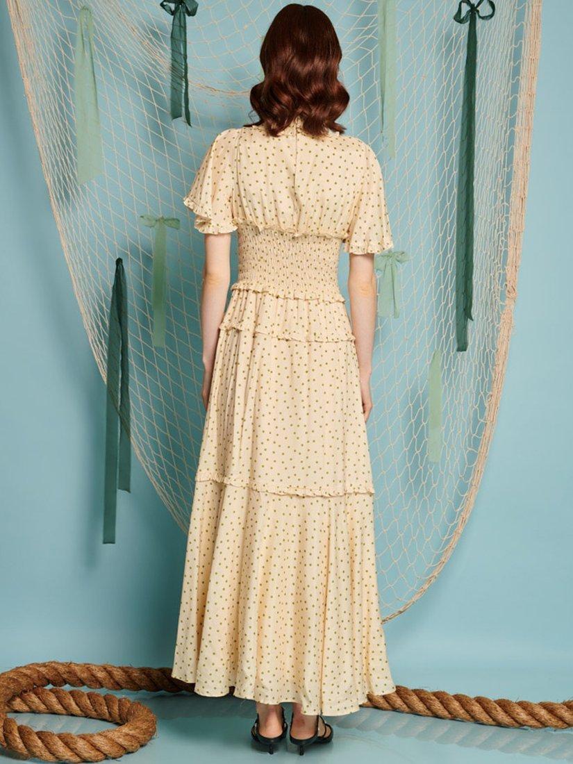 Product image 4 of 6, which shows Sister Jane Perch Polka Dot Maxi Dress, Cream, 6