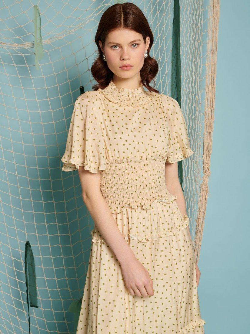 Product image 5 of 6, which shows Sister Jane Perch Polka Dot Maxi Dress, Cream, 6