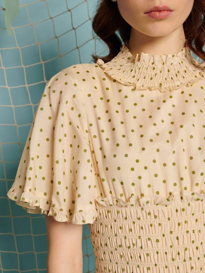 Product image 6 of 6, which shows Sister Jane Perch Polka Dot Maxi Dress, Cream, 6