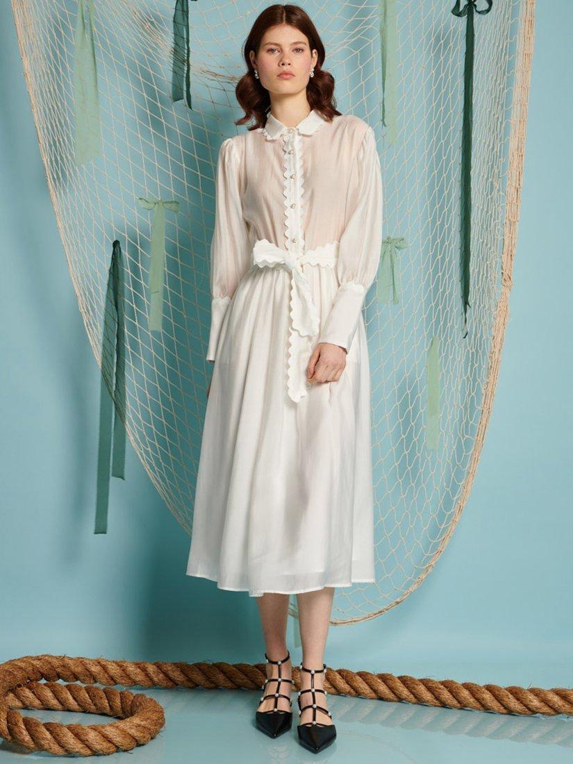 Product image 1 of 6, which shows Sister Jane Skipper Ric Rac Trim Midi Dress, White, 6