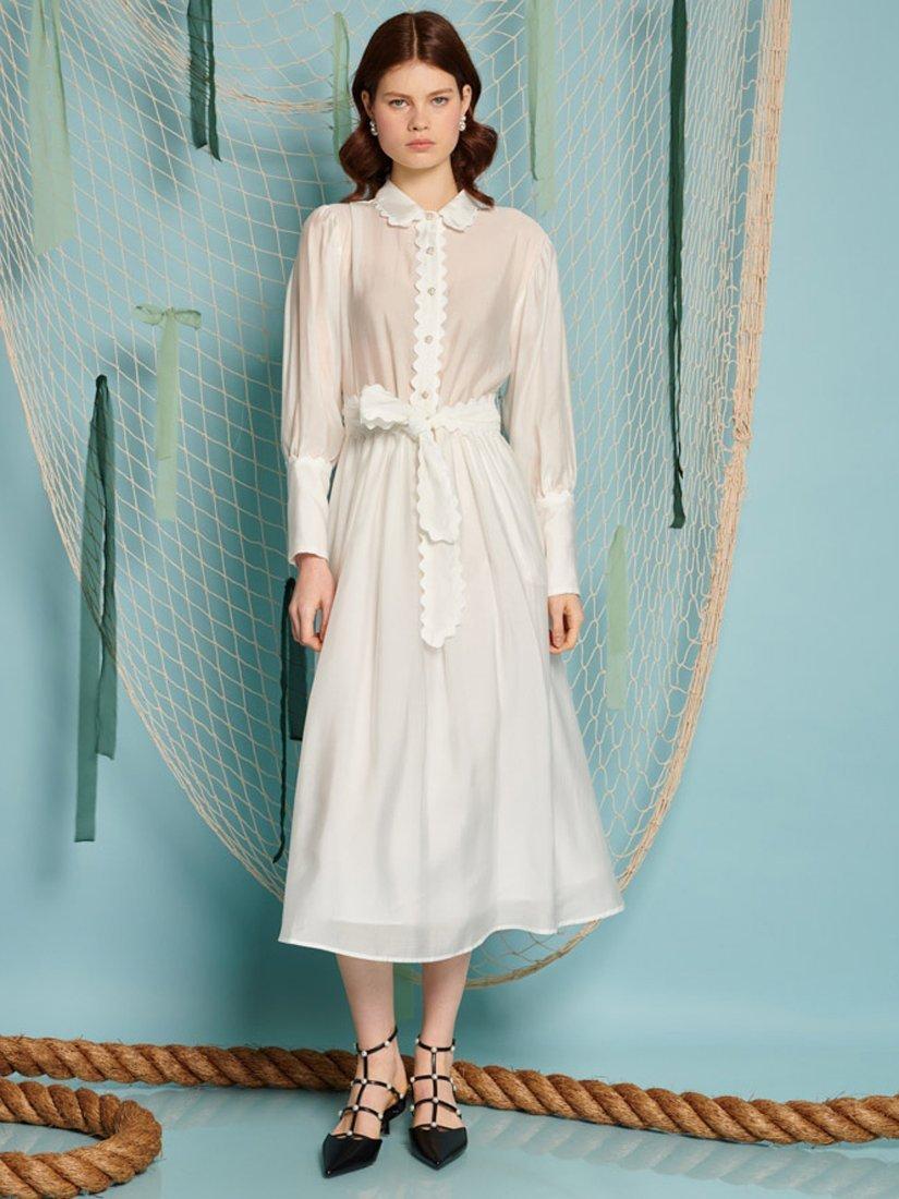 Product image 2 of 6, which shows Sister Jane Skipper Ric Rac Trim Midi Dress, White, 6