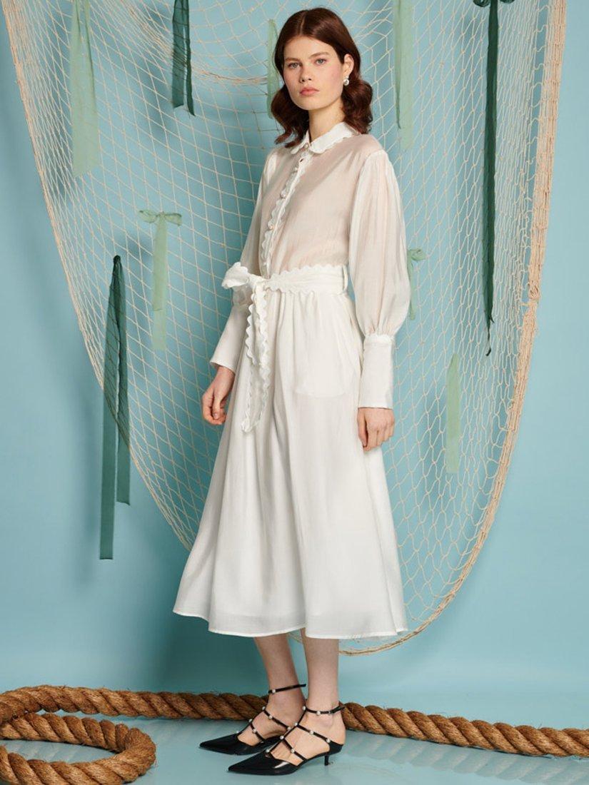 Product image 3 of 6, which shows Sister Jane Skipper Ric Rac Trim Midi Dress, White, 6