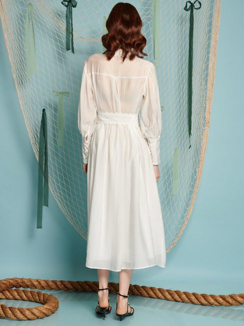 Product image 4 of 6, which shows Sister Jane Skipper Ric Rac Trim Midi Dress, White, 6