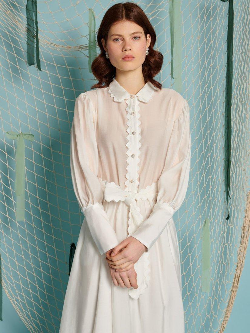 Product image 5 of 6, which shows Sister Jane Skipper Ric Rac Trim Midi Dress, White, 6