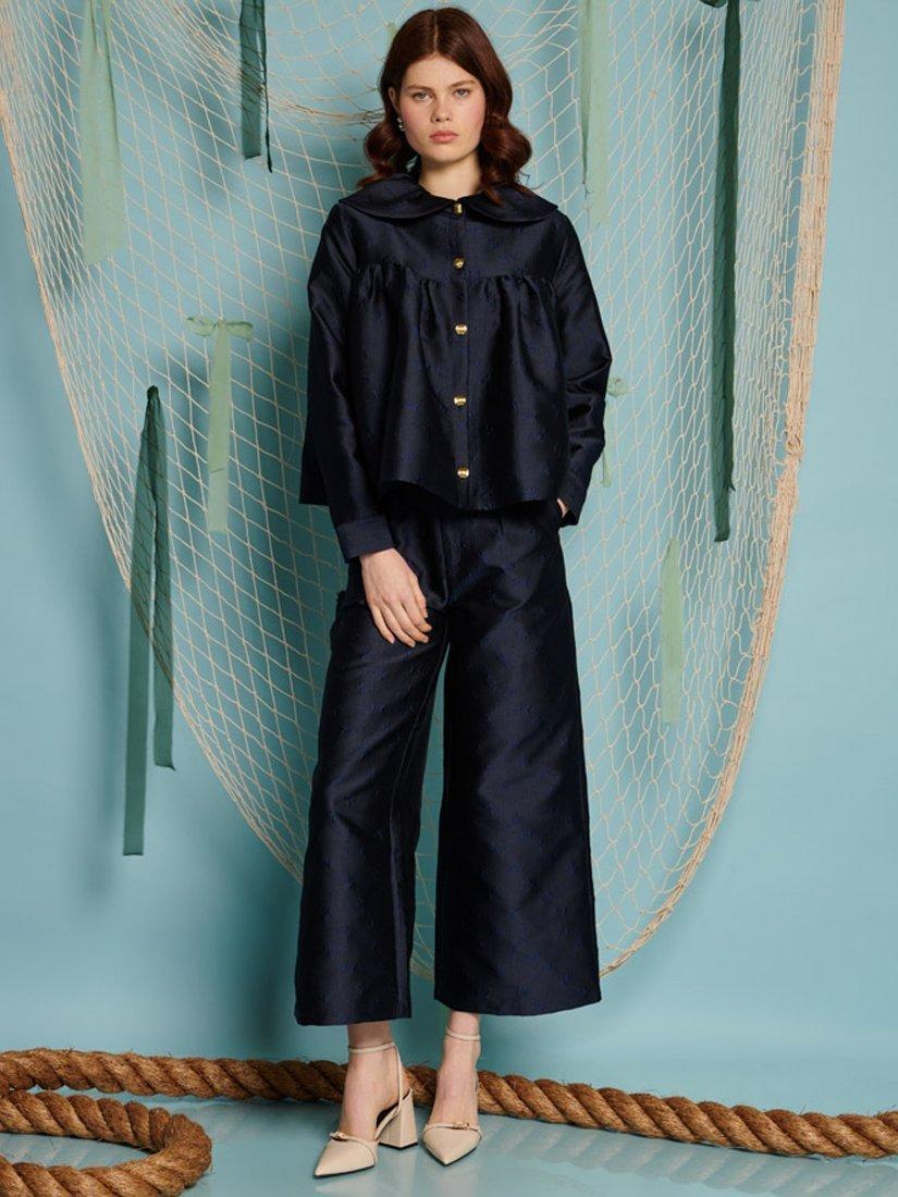 Product image 2 of 6, which shows Sister Jane Bow Jacquard Jacket, Navy, 6