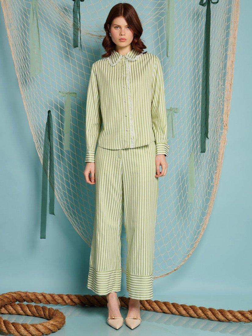 Product image 2 of 6, which shows Sister Jane Seven Seas Stripe Shirt, Green/White, 6