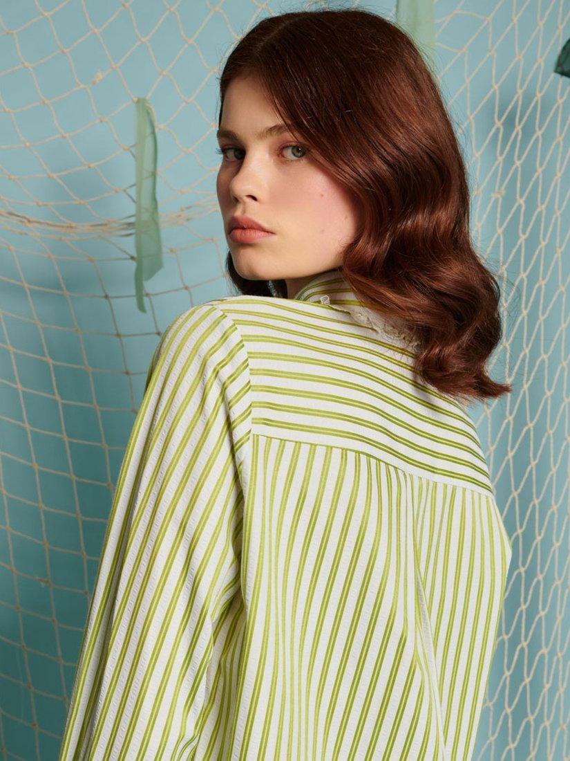 Product image 5 of 6, which shows Sister Jane Seven Seas Stripe Shirt, Green/White, 6
