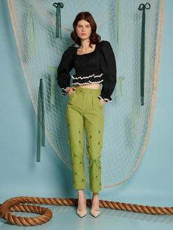 Sister Jane Albert Beaded Tapered Trousers, Green, Green