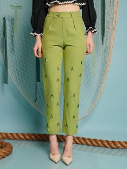 Sister Jane Albert Beaded Tapered Trousers, Green - view 2, Green