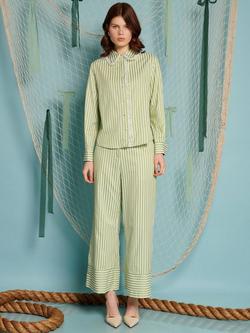 Sister Jane Seven Seas Stripe Trousers, Green/White - view 2, Green/White