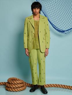 Sister Jane Albert Beaded Cotton Blend Blazer, Green - view 2, Green