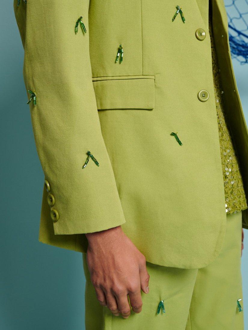 Product image 5 of 5, which shows Sister Jane Albert Beaded Cotton Blend Blazer, Green, XS-S