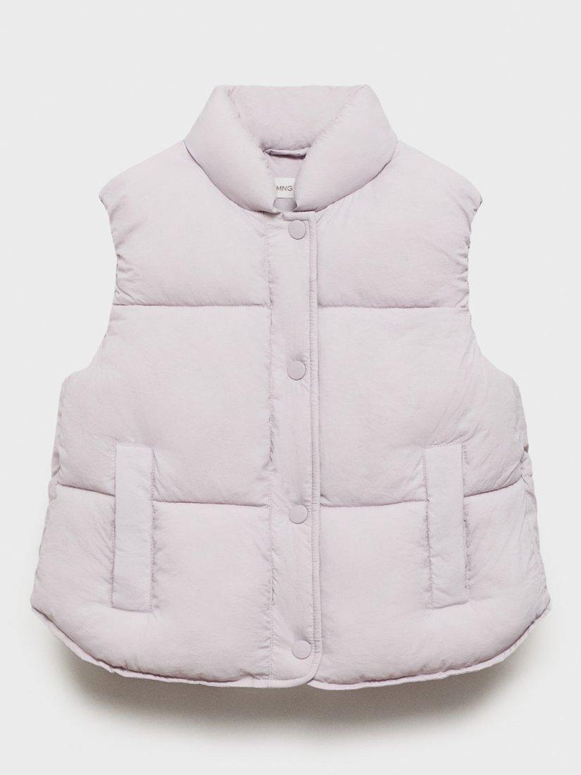 Product image 3 of 7, which shows Mango Kids' Andy Quilted Gilet, Light Pastel Purple, 11-12 yrs