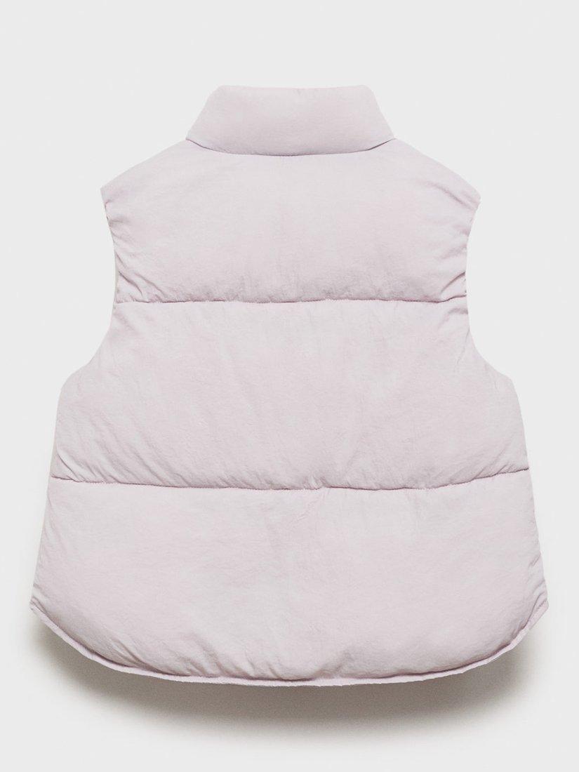 Product image 4 of 7, which shows Mango Kids' Andy Quilted Gilet, Light Pastel Purple, 11-12 yrs