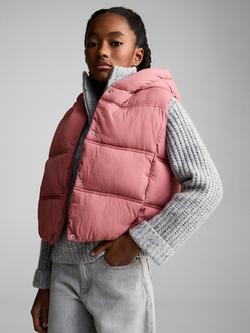 Mango Mariana Hooded Quilted Gilet, Pink, Pink