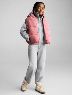Mango Mariana Hooded Quilted Gilet, Pink - view 2, Pink