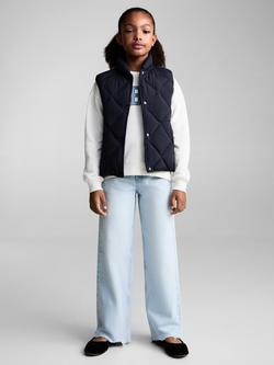 Mango Kids' Mati Quilted Turtleneck Gilet, Navy - view 2, Navy