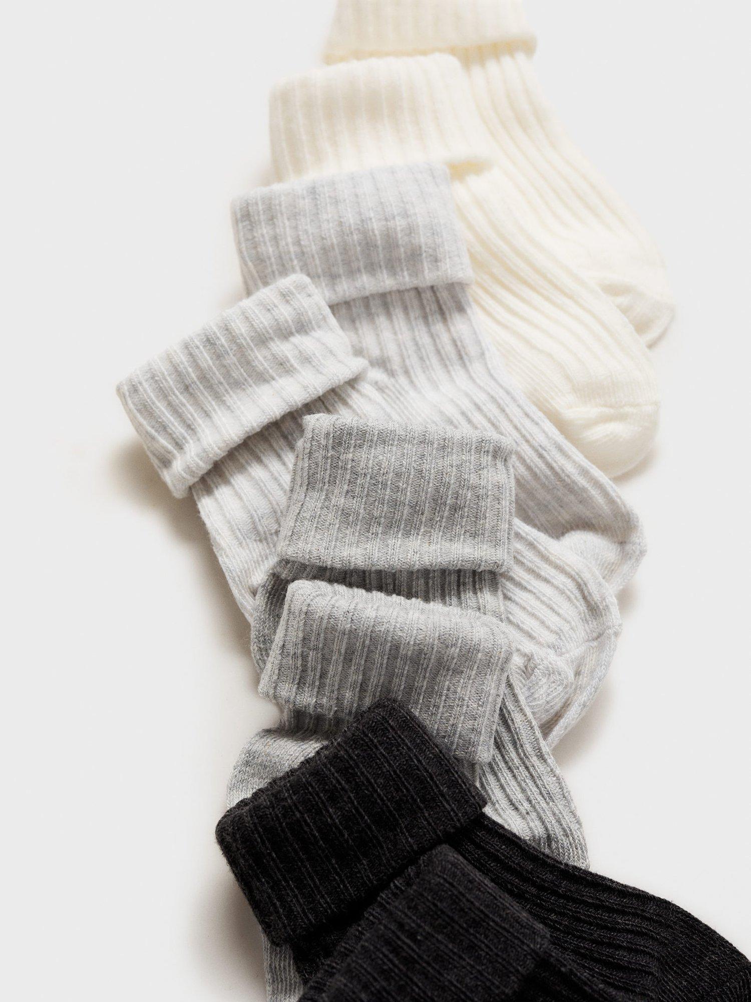 Product image 2 of 3, which shows Mango Kids' Ankle Socks, Pack of 4, Grey, 0-6 months