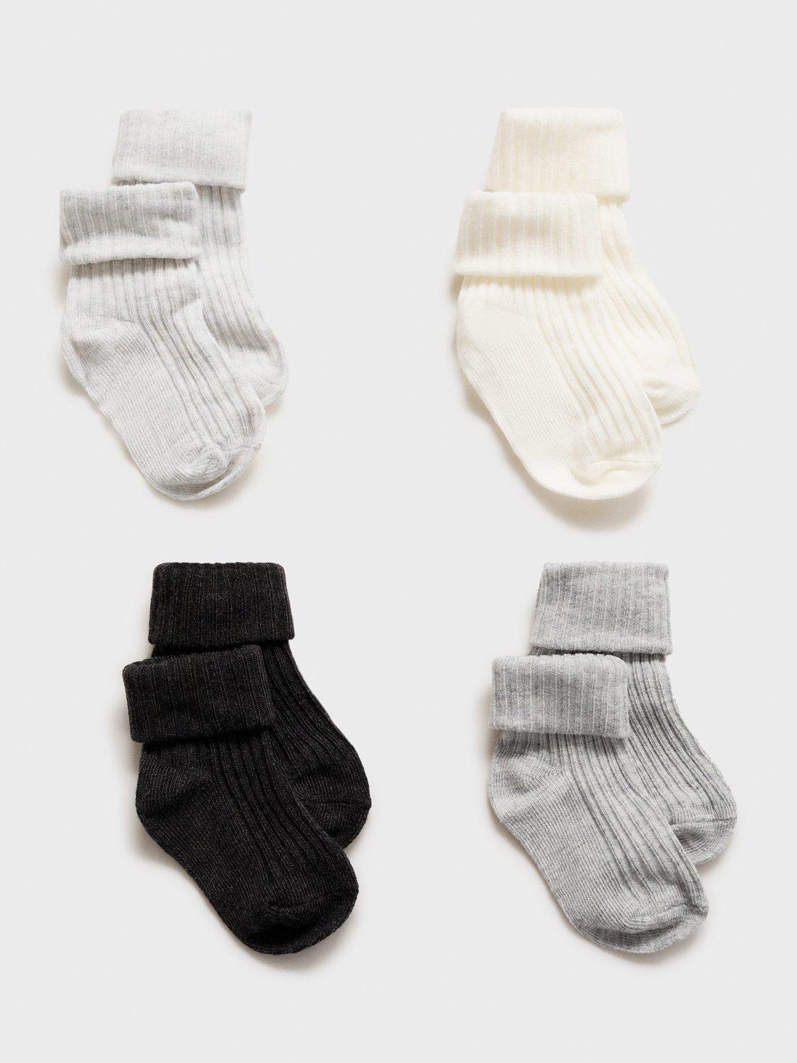 Product image 3 of 3, which shows Mango Kids' Ankle Socks, Pack of 4, Grey, 0-6 months