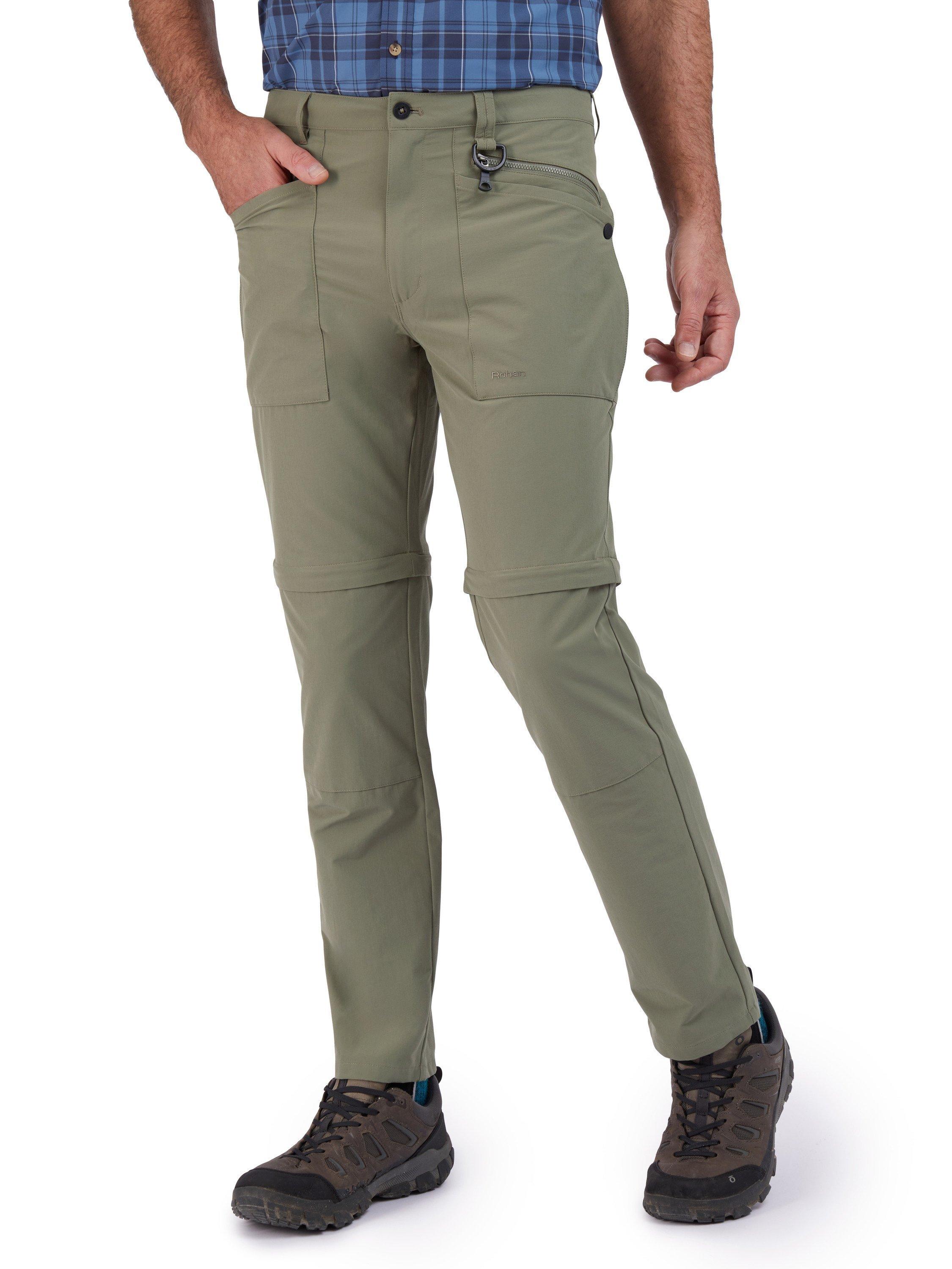 Product image 1 of 8, which shows Rohan  Stretch Bags Zip Off Trousers, Olive Green, 30S