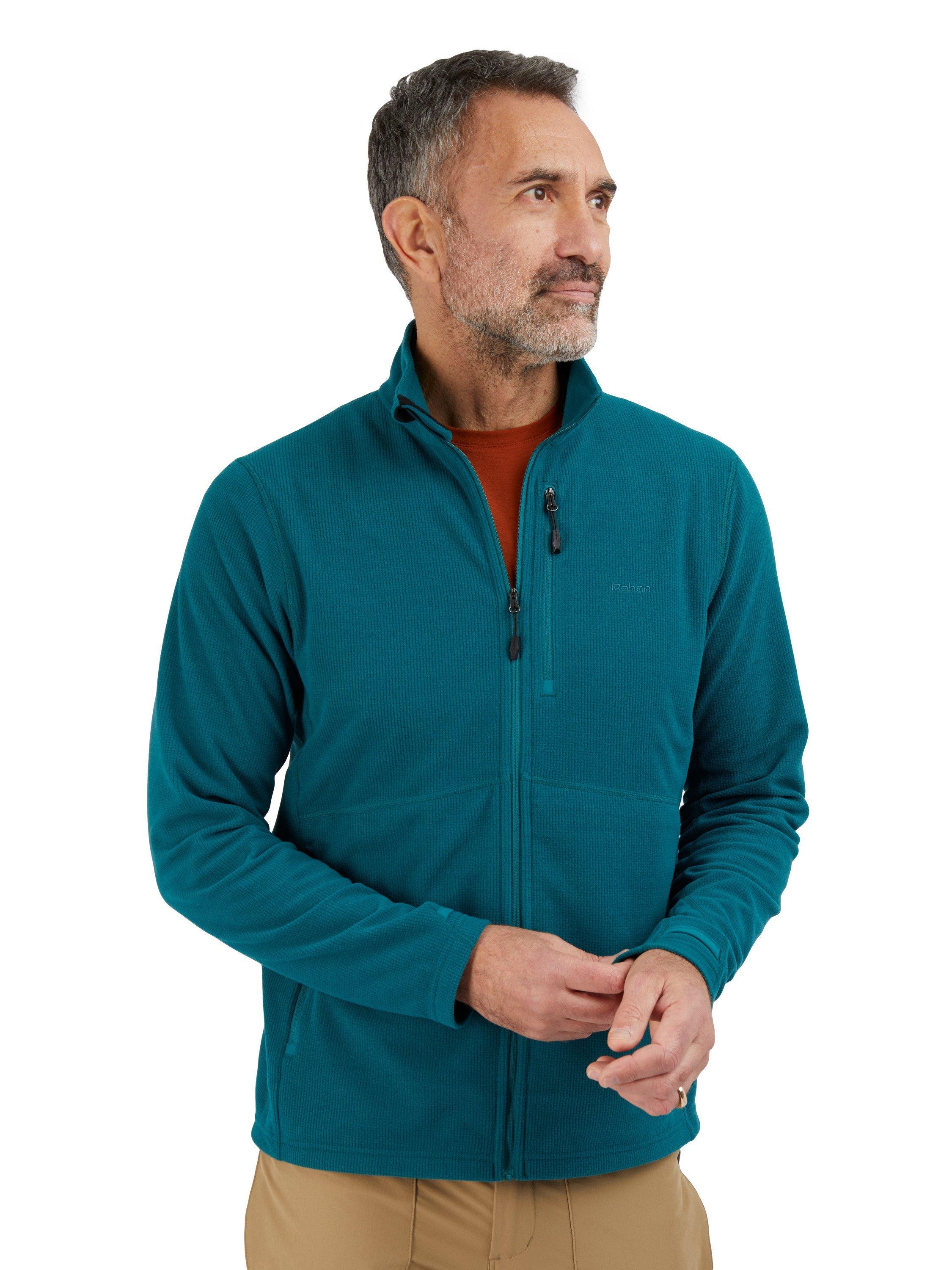 Product image 1 of 7, which shows Rohan Men's Microgrid Fleece Jacket, Marine Teal, S
