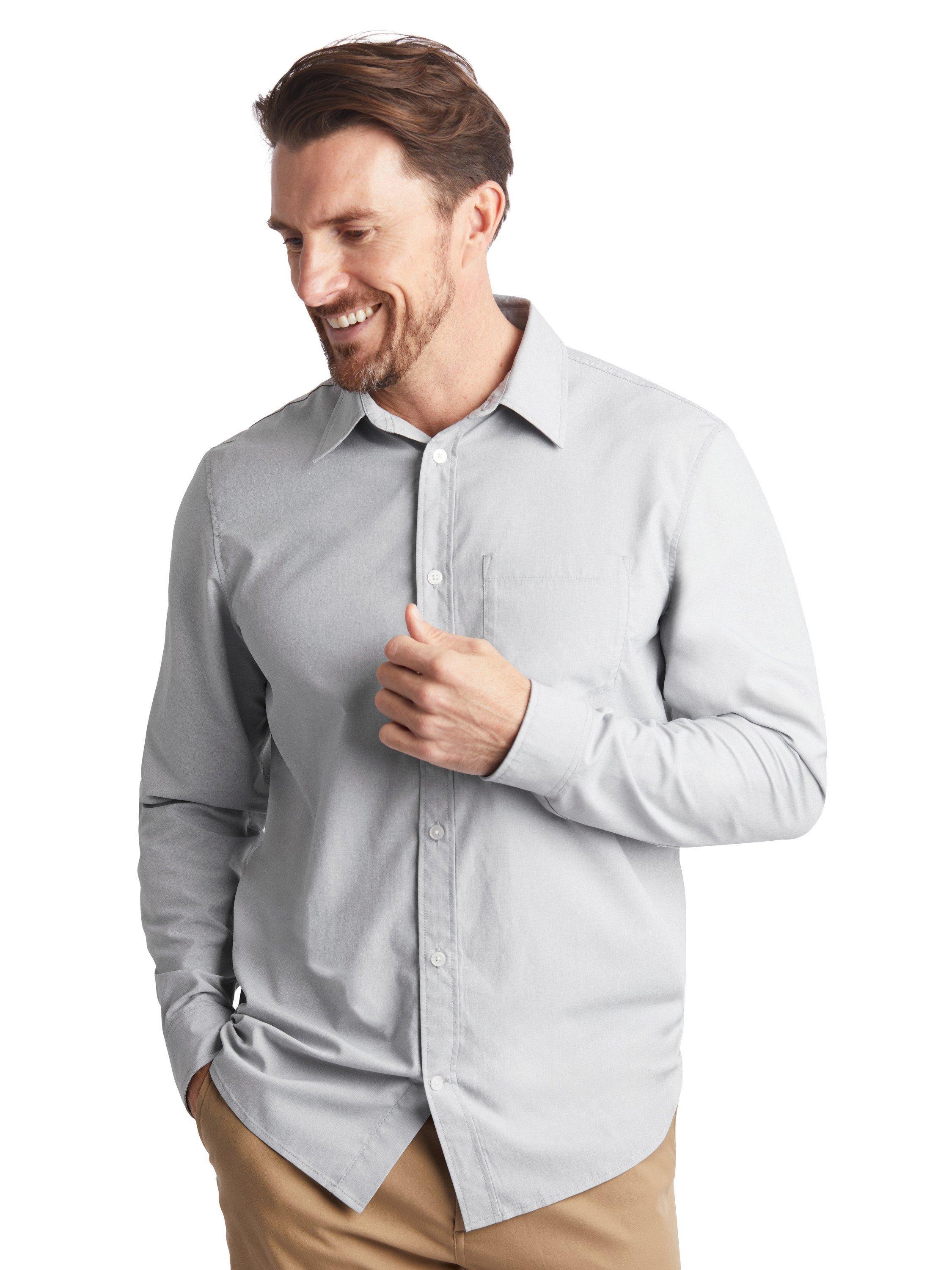 Product image 1 of 5, which shows Rohan Men's Finchley Shirt, Haze Grey Oxford, S