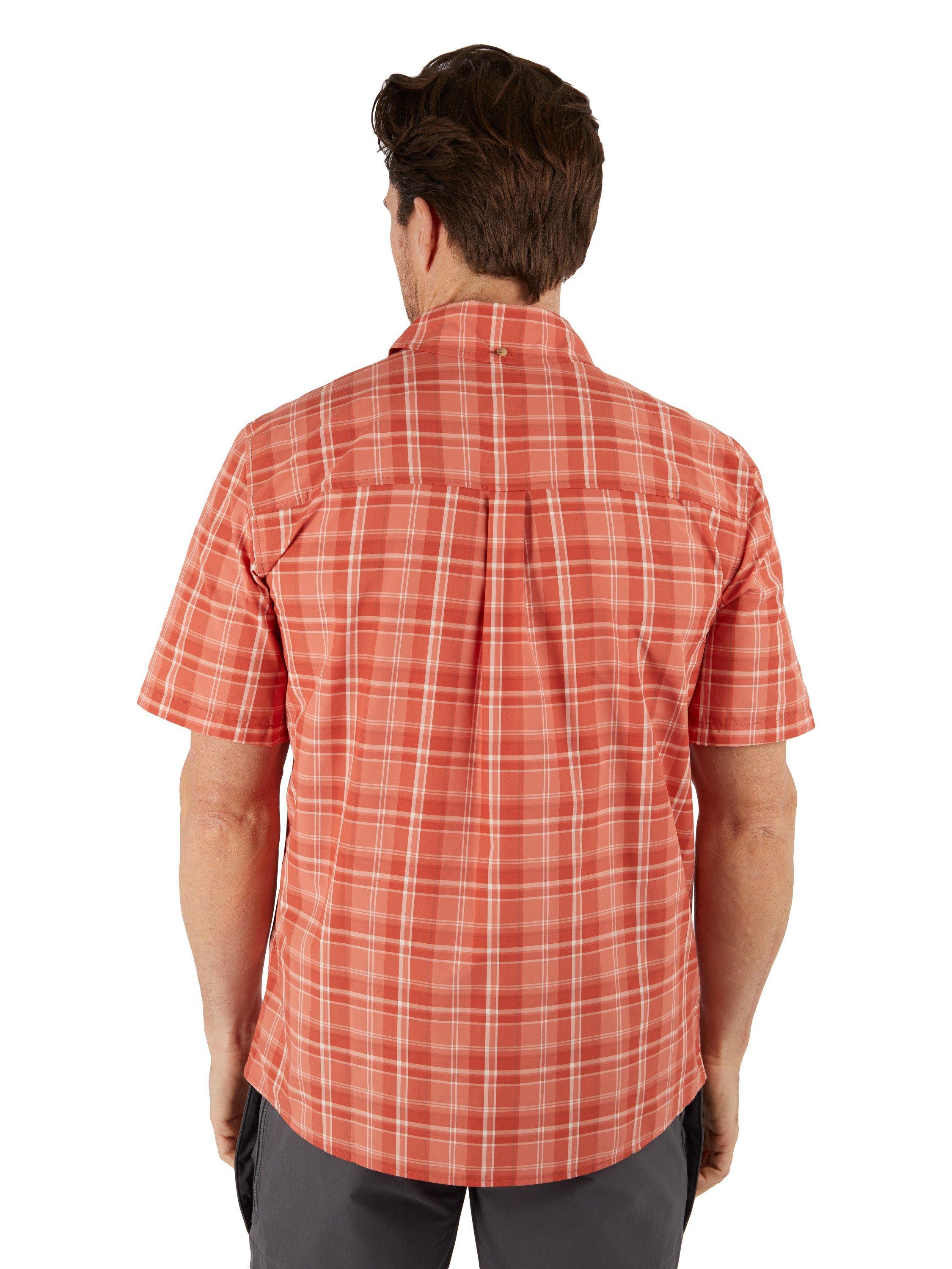 Product image 2 of 7, which shows Rohan Men's Pennine Short Sleeve Shirt, Dusk Orange Check, S