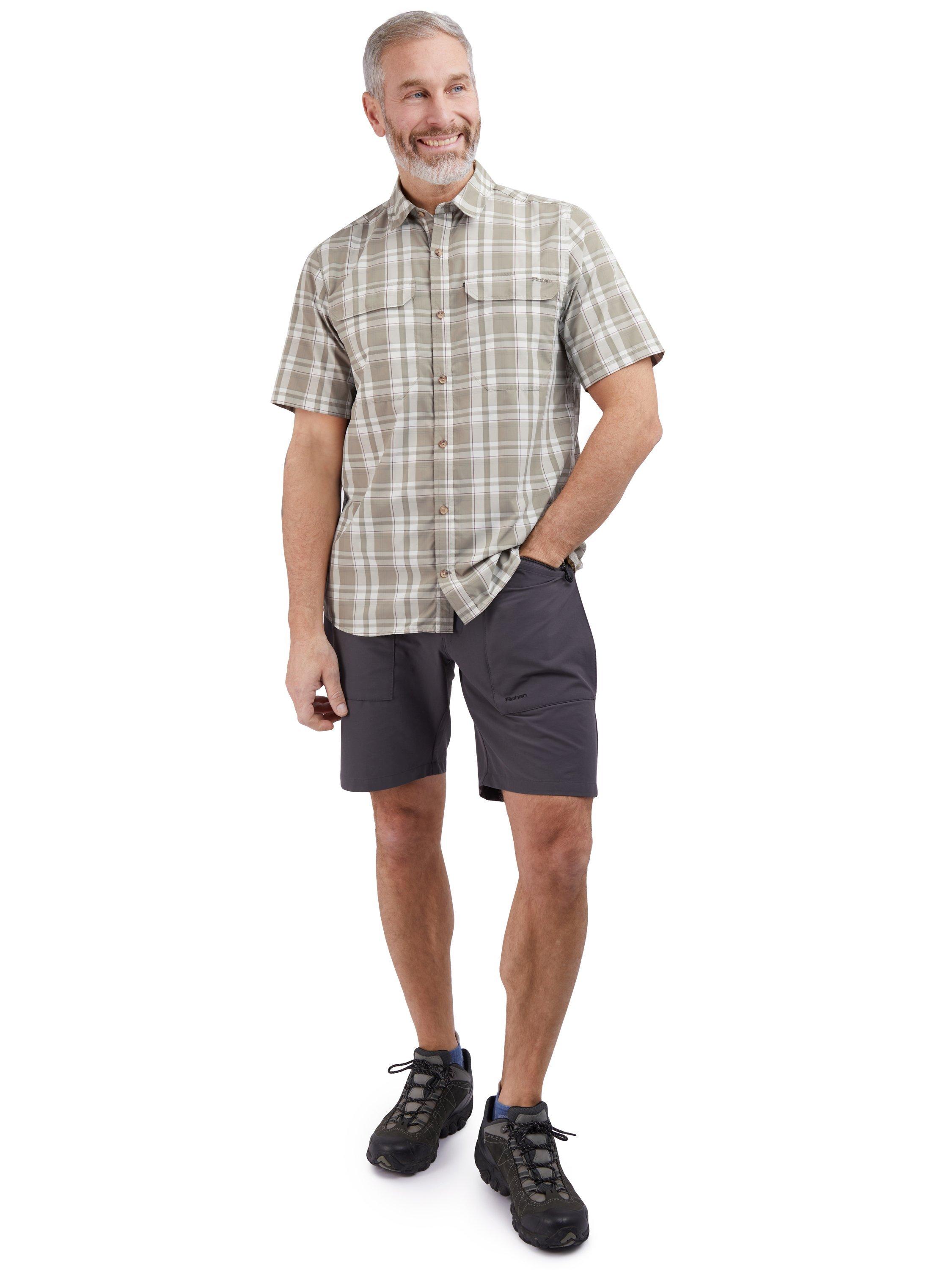Product image 4 of 7, which shows Rohan Men's Pennine Short Sleeve Shirt, Desert Green Check, S