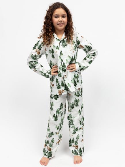 Cyberjammies Kids' Fern Alpine Long Pyjama Set, Olive, Olive