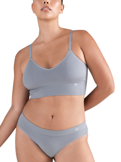 Nudea Seamless Ribbed Longline Bralette, Storm Grey