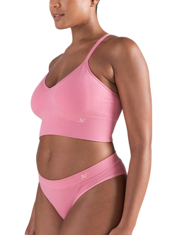 Nudea Seamless Ribbed Longline Bralette - view 2, Rose Pink
