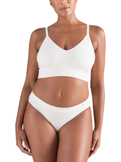 Nudea Seamless Ribbed Longline Bralette, White Sand