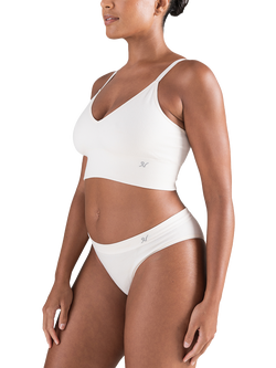 Nudea Seamless Ribbed Longline Bralette - view 2, White Sand
