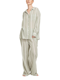 Nudea Pyjama Shirt, Sage Stripe, Sage Stripe