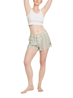 Nudea Boxer Pyjama Shorts, Sage Stripe