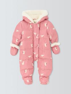 John Lewis Baby Bunny Snowsuit, Pink