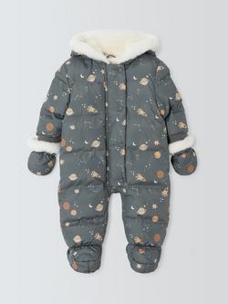 John Lewis Baby Space Snowsuit & Mittens Set, Grey, Grey