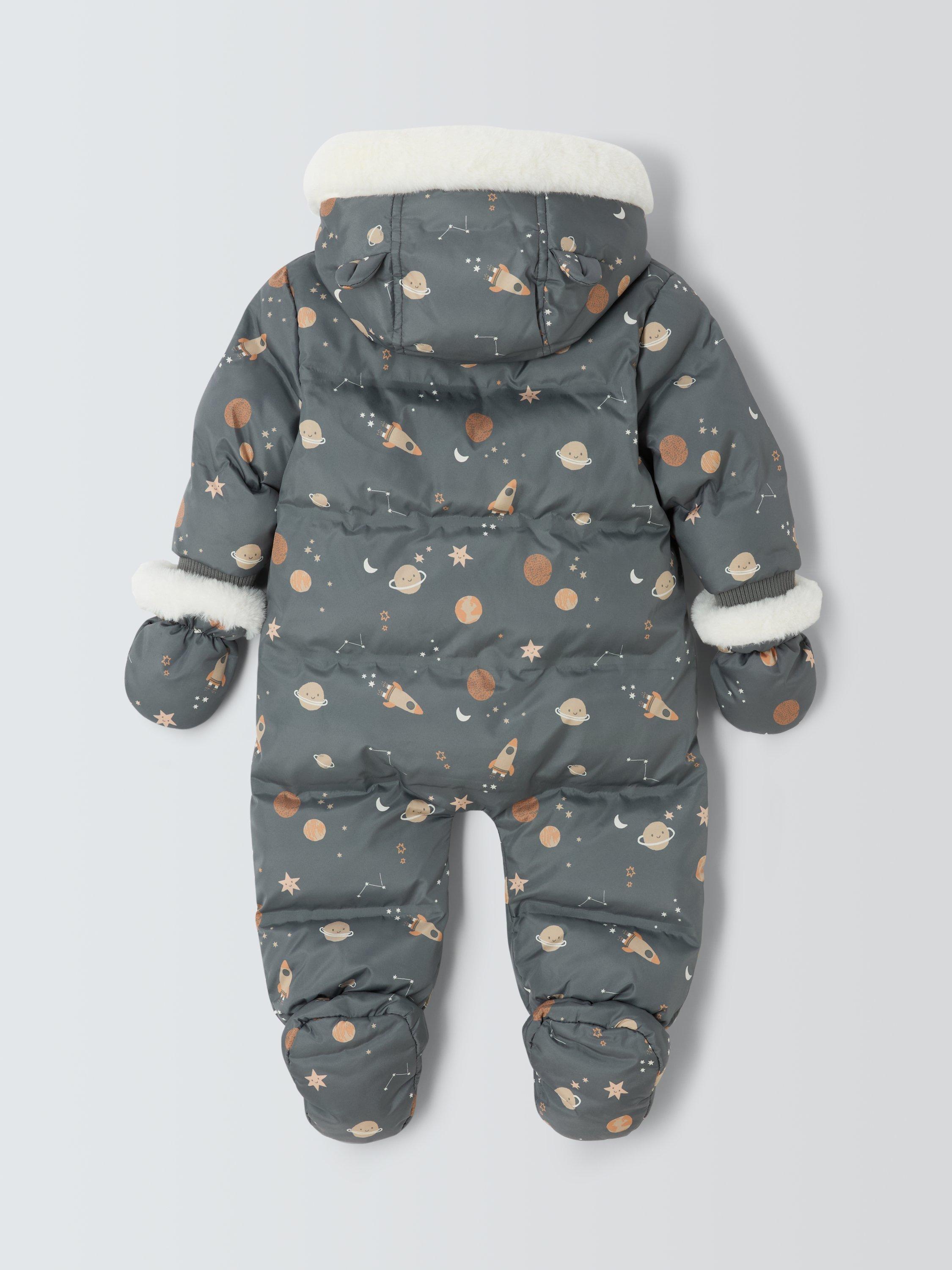 Product image 2 of 6, which shows John Lewis Baby Space Snowsuit & Mittens Set, Grey, Newborn