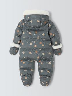 John Lewis Baby Space Snowsuit & Mittens Set, Grey - view 2, Grey