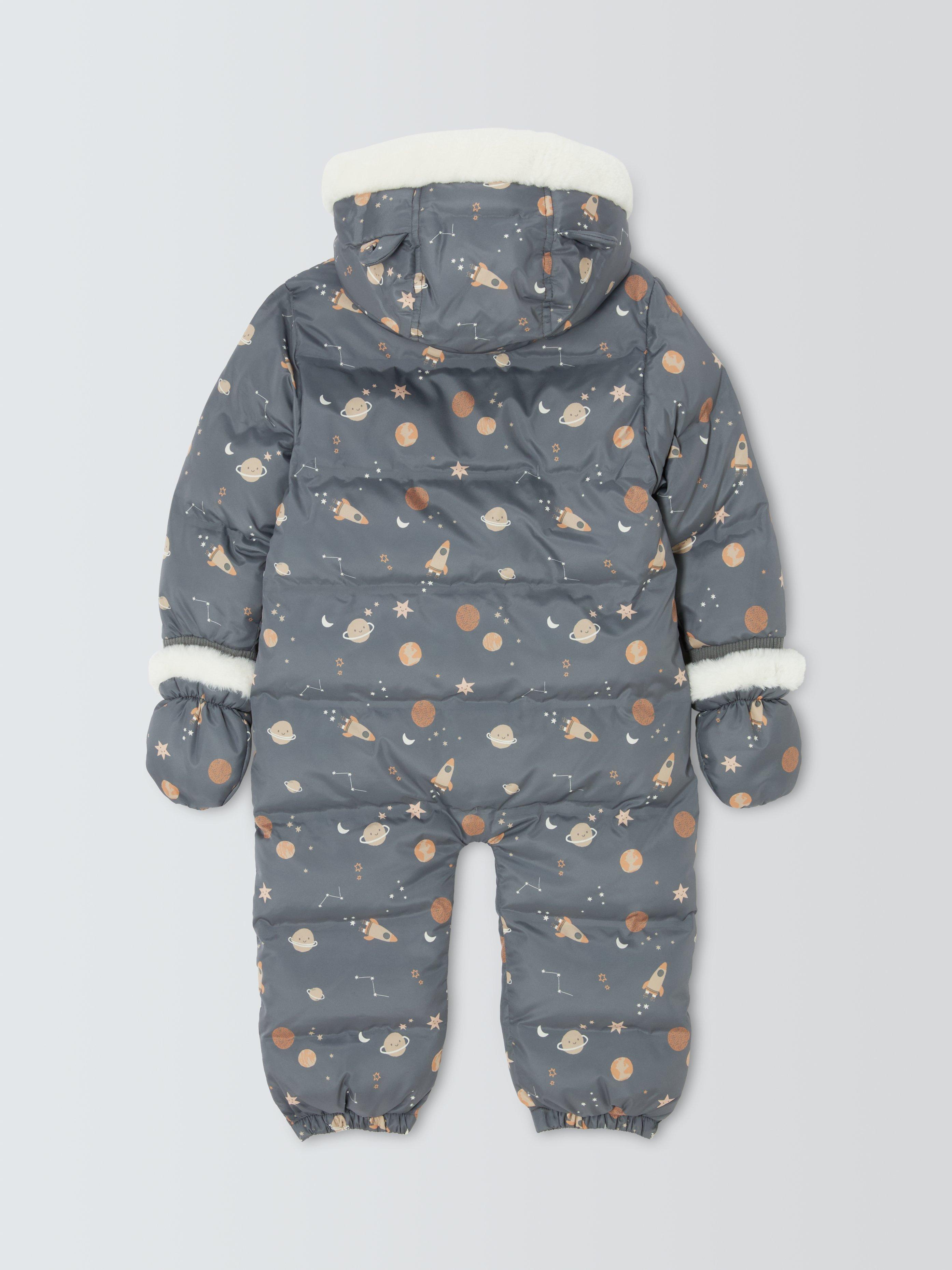 Product image 5 of 6, which shows John Lewis Baby Space Snowsuit & Mittens Set, Grey, Newborn
